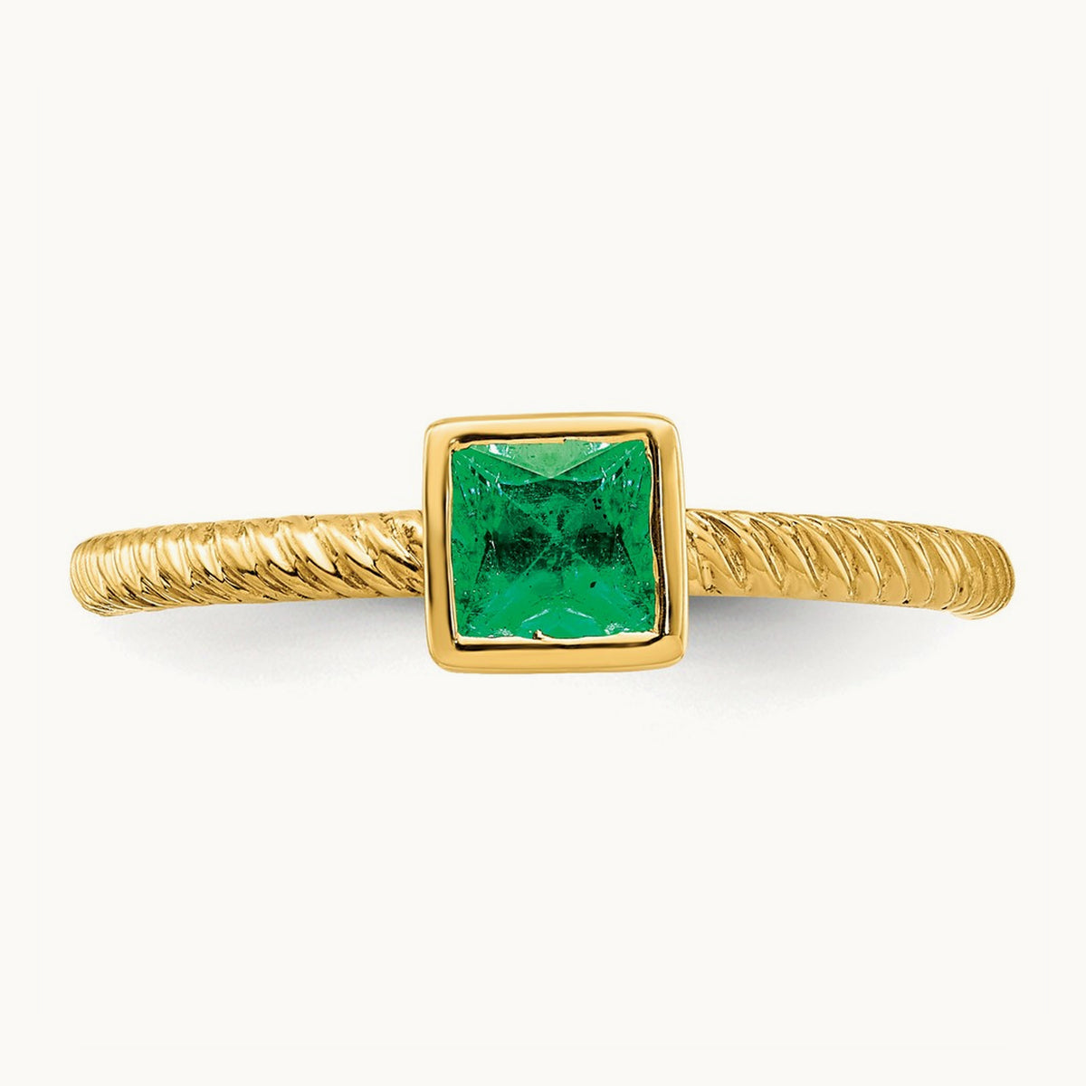 Square Bezel Emerald Ring, 14K