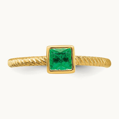 Square Bezel Emerald Ring, 14K