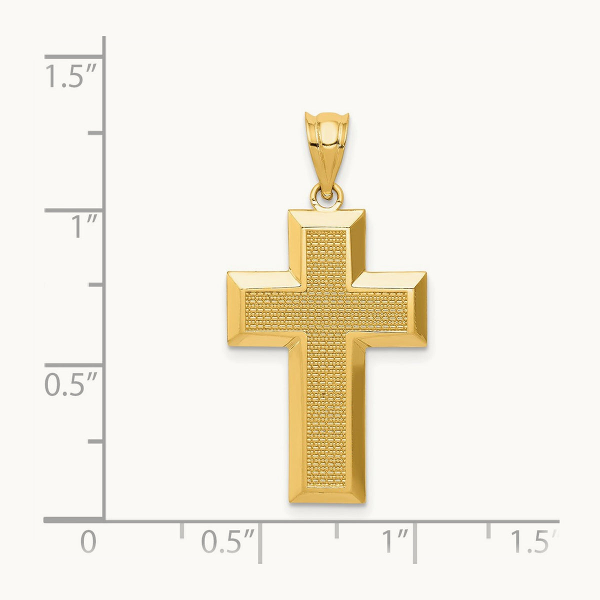 Polished / Textured Cross Pendant — 14K Yellow Gold
