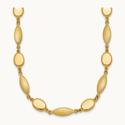 Polished And Brushed Fancy Link Necklace, 7.5mm, 14K
