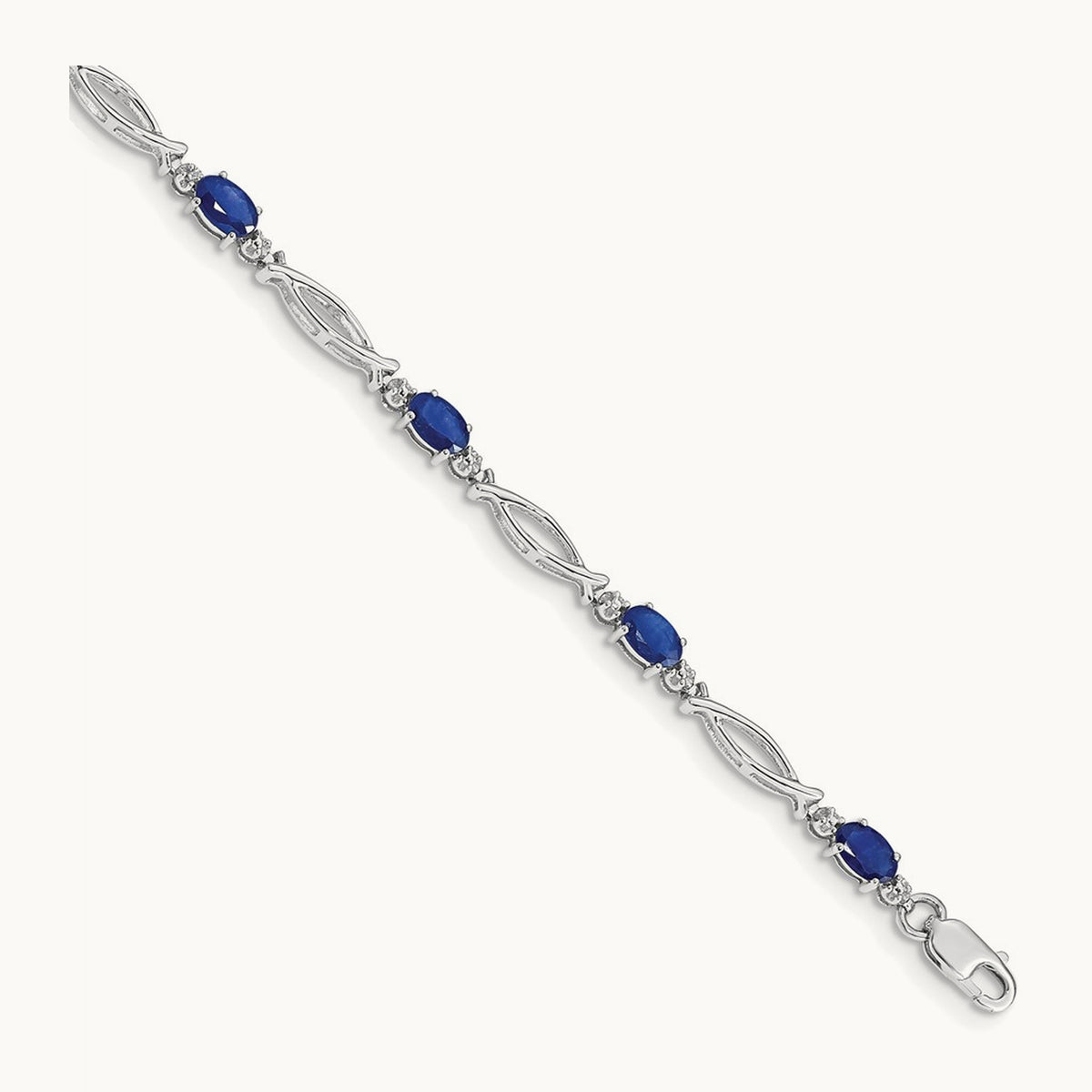 Diamond and Sapphire Bracelet, 14K White Gold