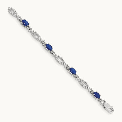 Diamond and Sapphire Bracelet, 14K White Gold
