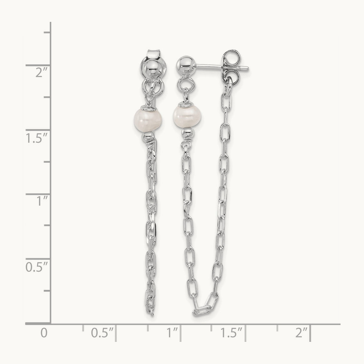 RH-plat FWC Pearl Front/Back Chain Dangle Earrings, Sterling Silver — Leslie's