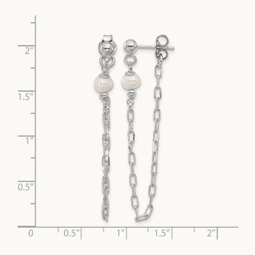 RH-plat FWC Pearl Front/Back Chain Dangle Earrings, Sterling Silver — Leslie's