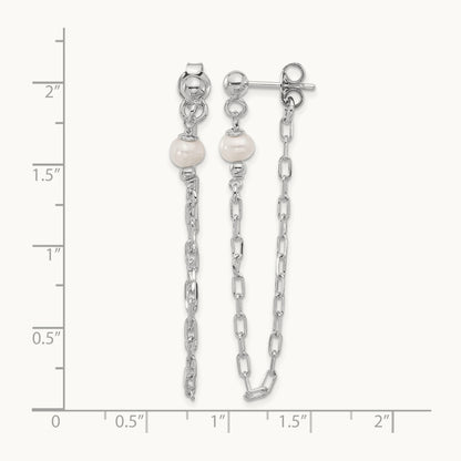 RH-plat FWC Pearl Front/Back Chain Dangle Earrings, Sterling Silver — Leslie's