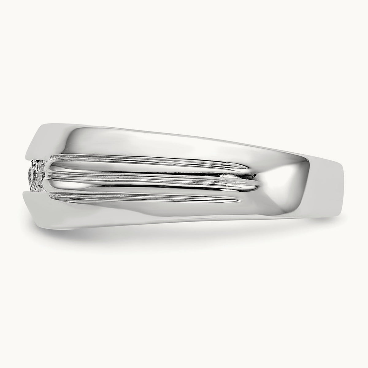 Diamond 5-stone Men's Ring — 14K White Gold