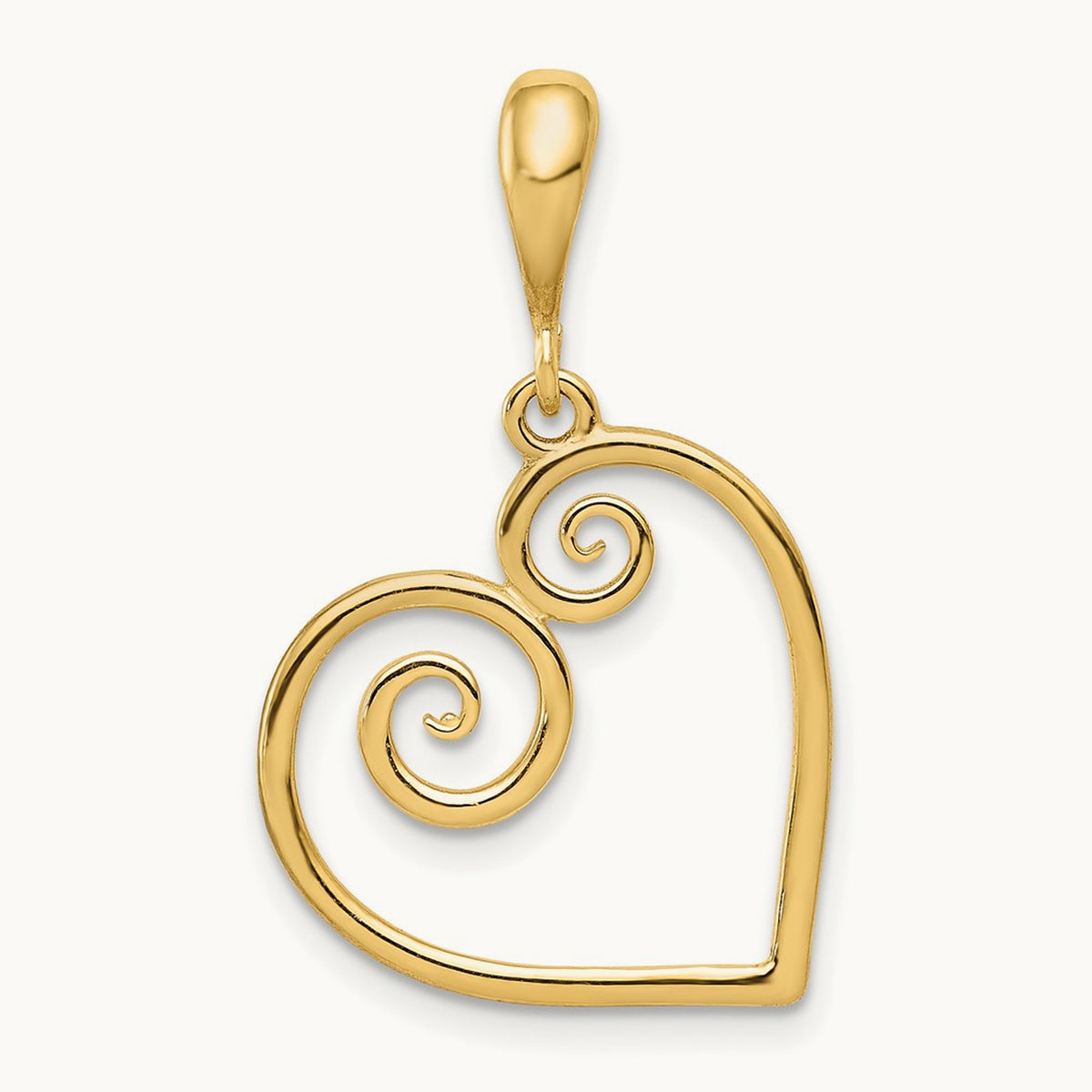Polished Swirl Heart Pendant, 14K