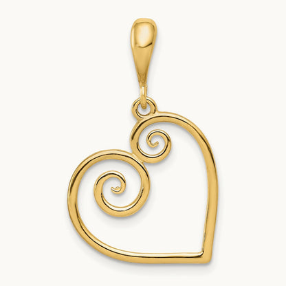 Polished Swirl Heart Pendant, 14K