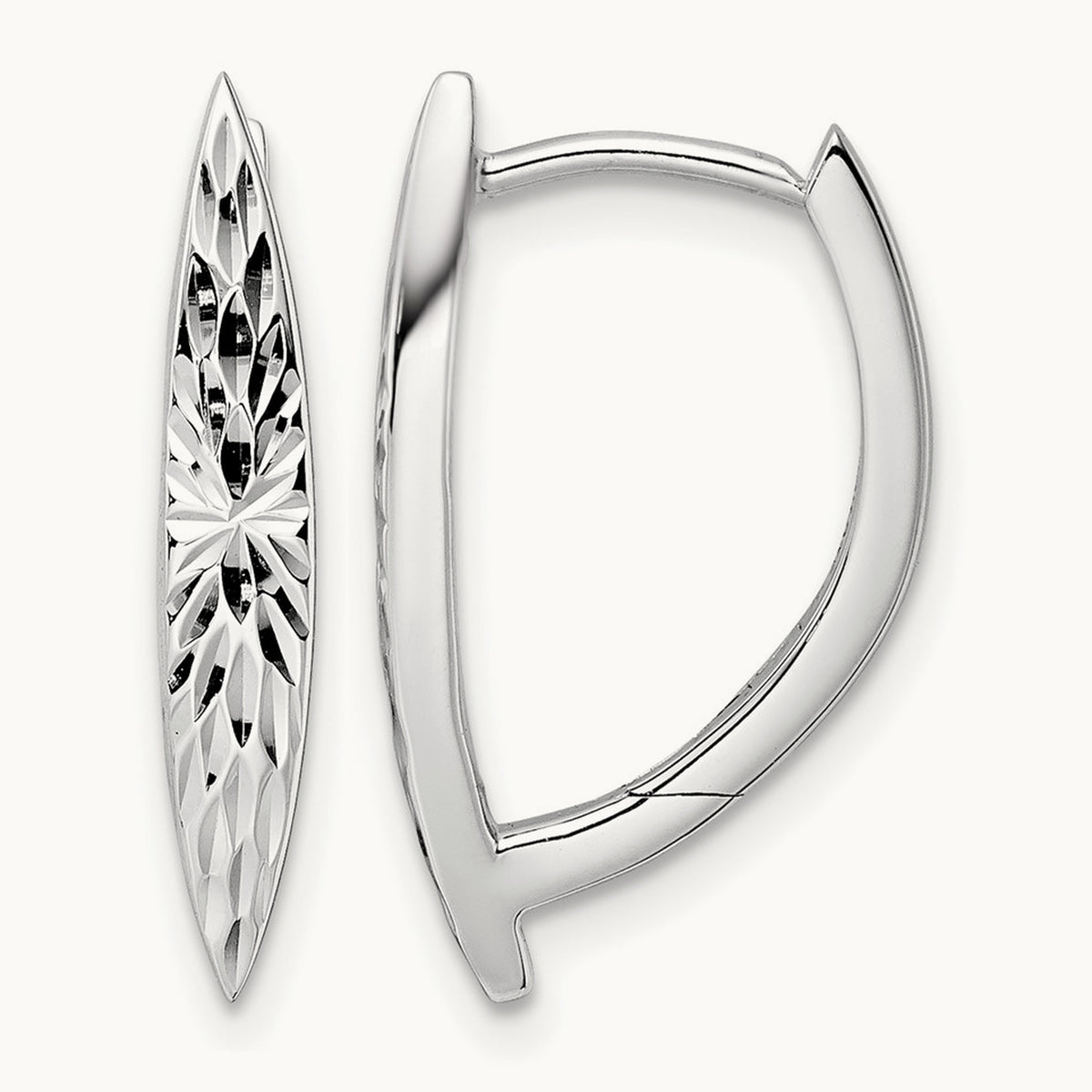 Rhod-plated D/C Hoop Earrings, Sterling Silver — Leslie's