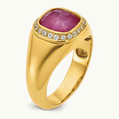 IBGoodman Men's Ruby Doublet Stone and Diamond Complete Ring, 14K