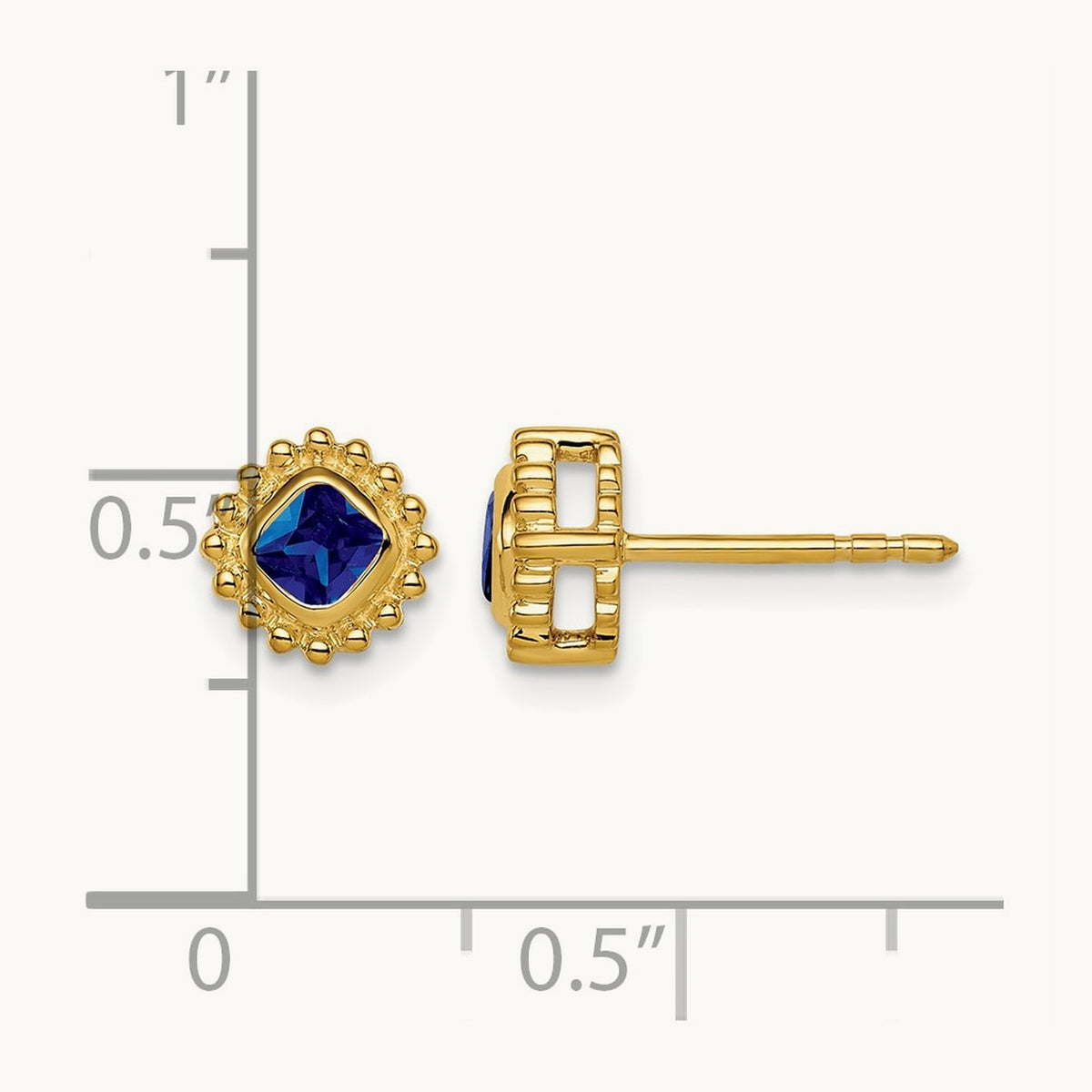 Cushion Sapphire Earrings — 14K Yellow Gold