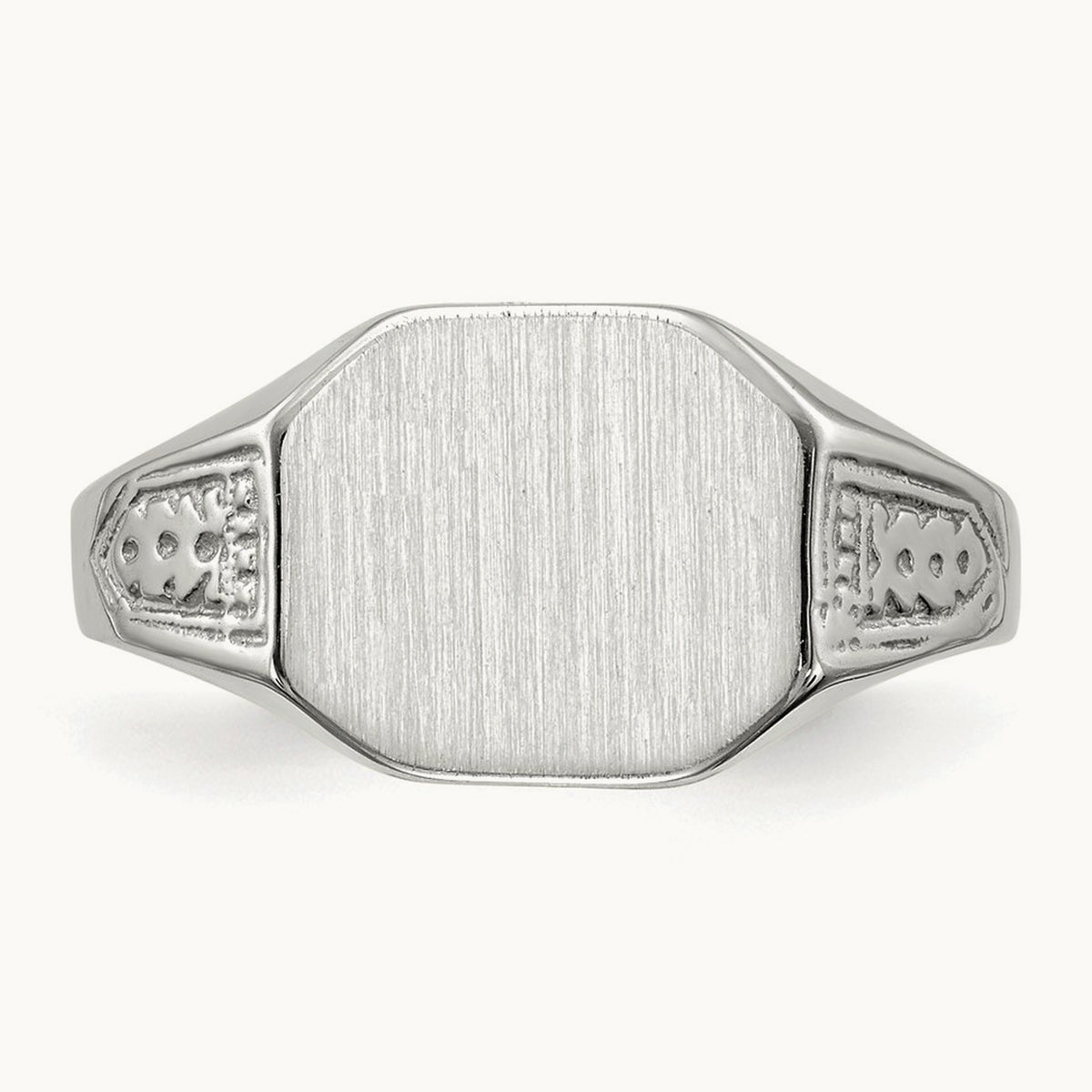 10.5x9. Closed Back Signet Ring, 0mm, 14K White Gold