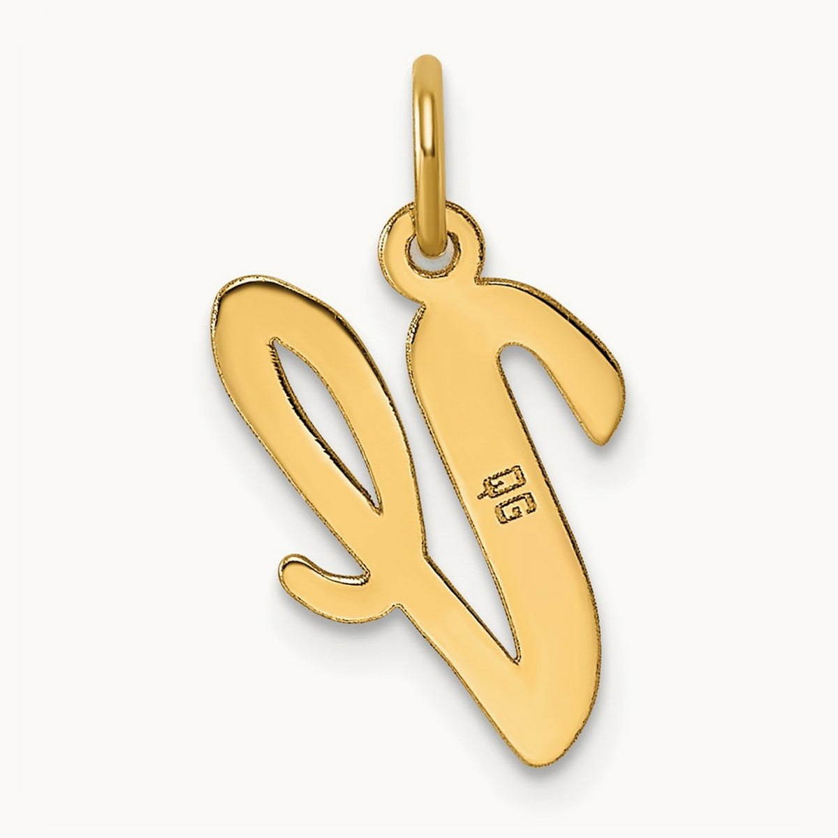Medium Script Initial Charm — 14K Yellow Gold, V