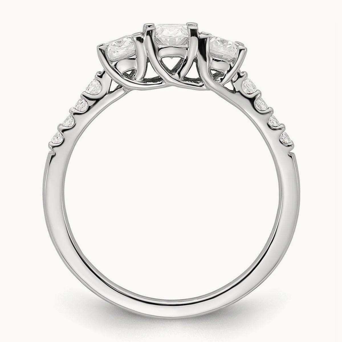 Oval Center Semi-Mount 3 Stone Engagement Ring, 0.10-0.25 ct tw Lab-Grown Diamond — 1/8 ct