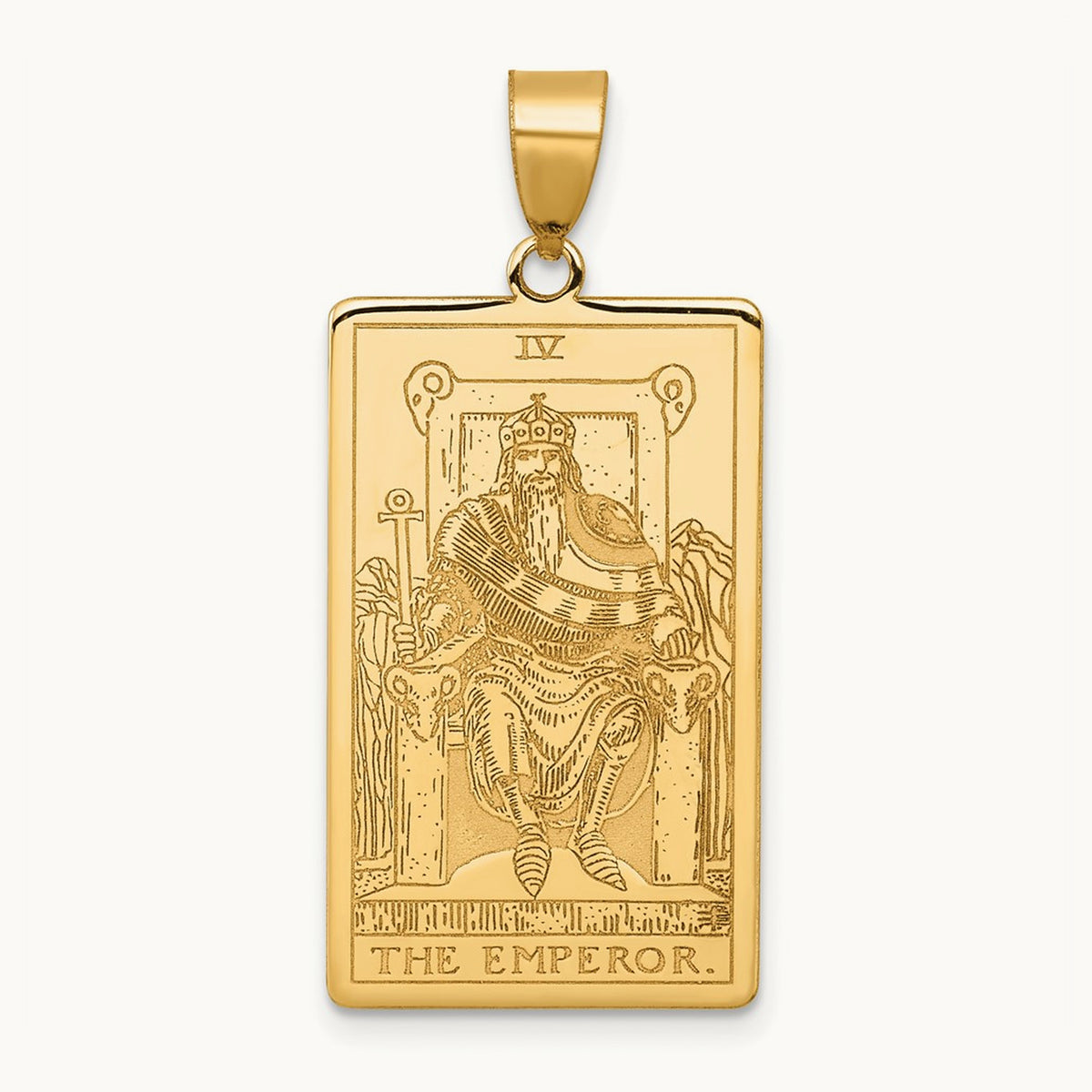 The Emperor Tarot Card Pendant, 14K Yellow Gold