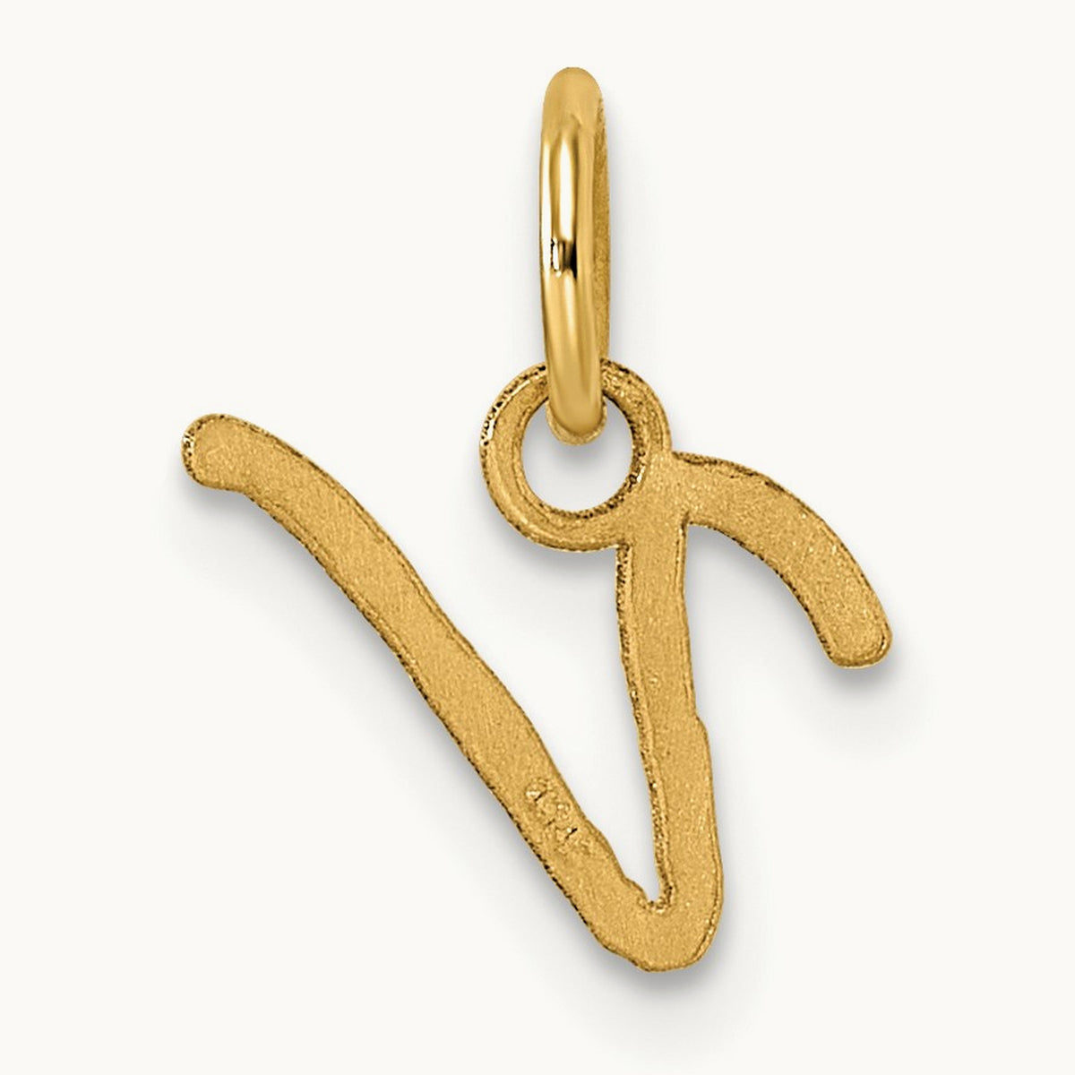 Uppercase Initial Charm — 14K Yellow Gold, V