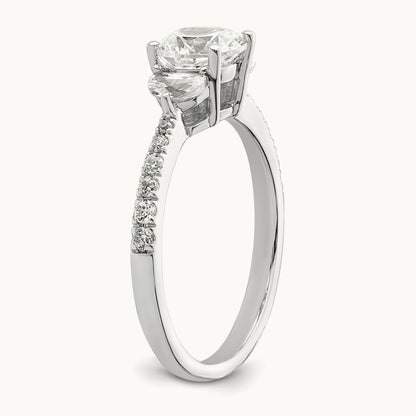 3 Stone Half Moon/Round Semi-Mount Ring, 0.75 ct tw