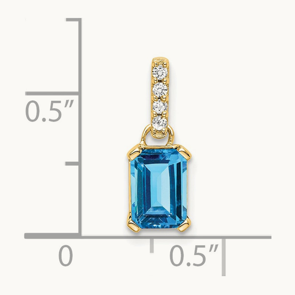 Blue Topaz and Diamond Pendant — 14K Yellow Gold