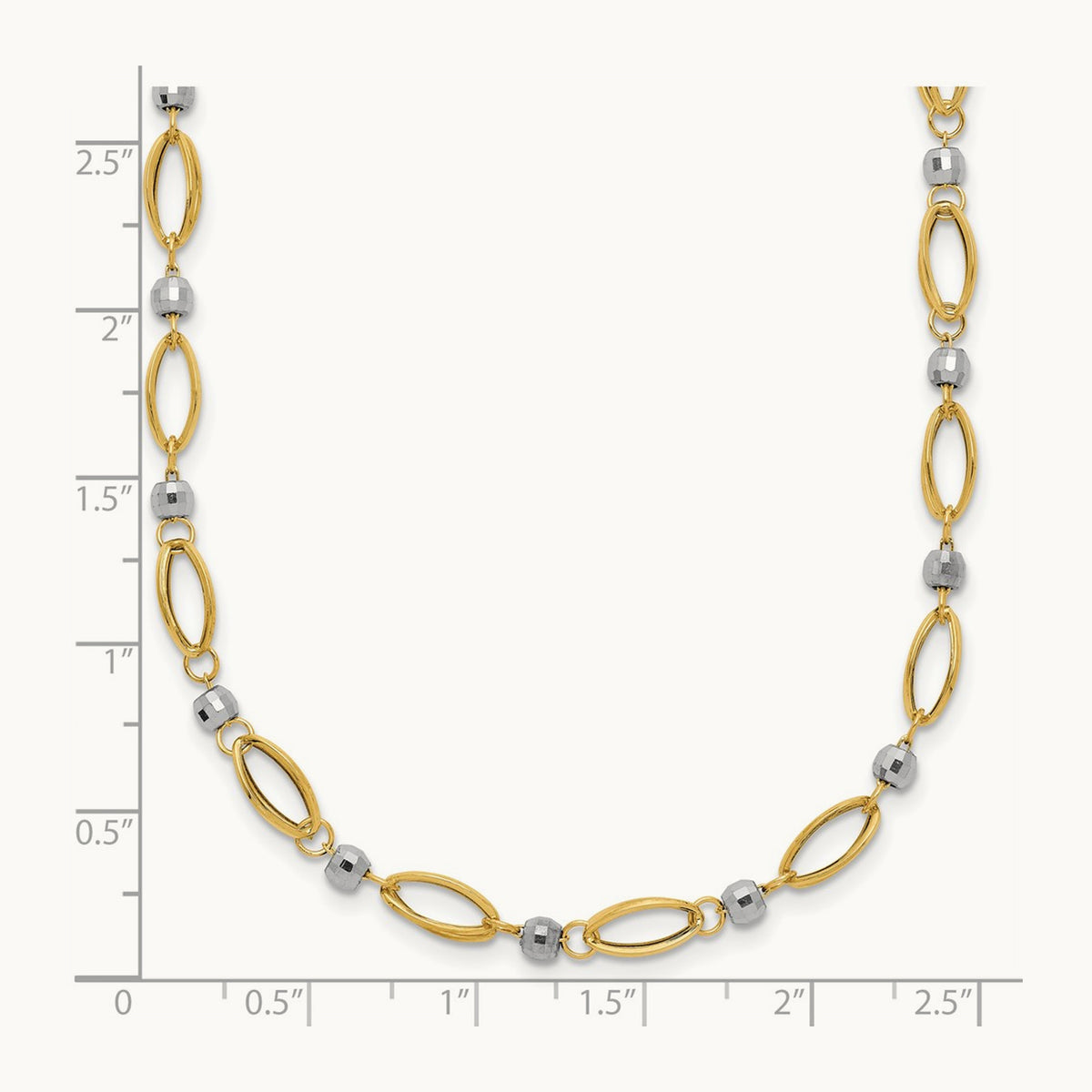 Fancy Mirror Bead Necklace, 14K Two-tone