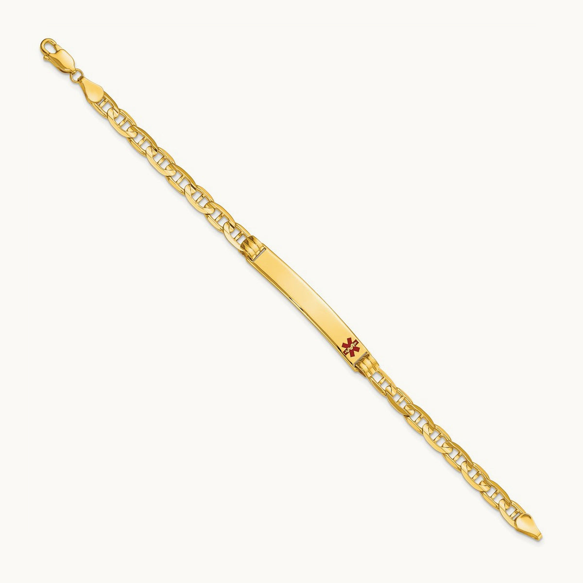 Medical Red Enamel Anchor ID Bracelet — 7mm