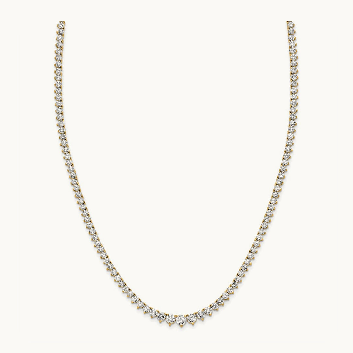 Graduated Tennis Necklace, 6.50 ct tw Lab-Grown Diamond — 14K Yellow Gold