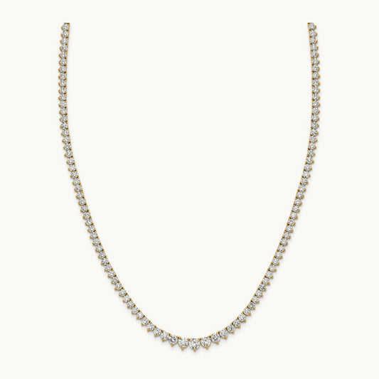 Graduated Tennis Necklace, 6.50 ct tw Lab-Grown Diamond — 14K Yellow Gold