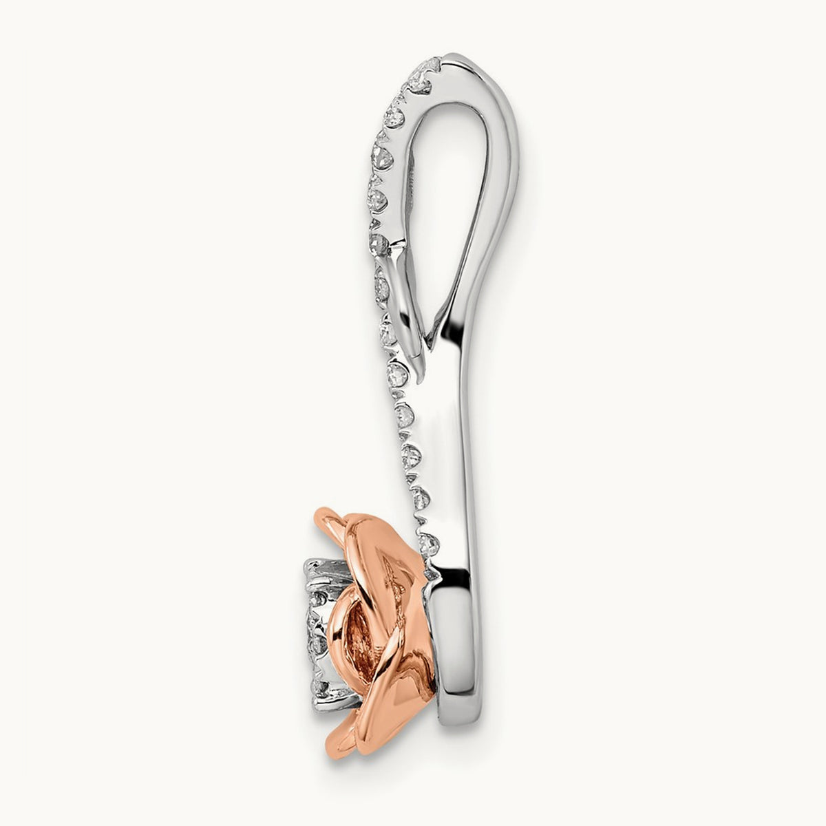 Rose with Stem Chain Slide, 0.25 ct tw Lab-Grown Diamond