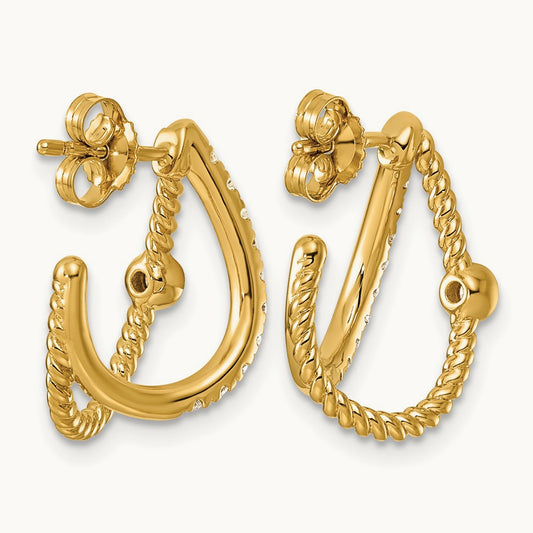 Post Fashion J-Hoop Earrings, 0.50 ct tw Lab-Grown Diamond
