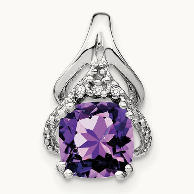 Cushion Amethyst and Diamond Pendant — photo set