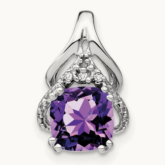 Cushion Amethyst and Diamond Pendant — photo set
