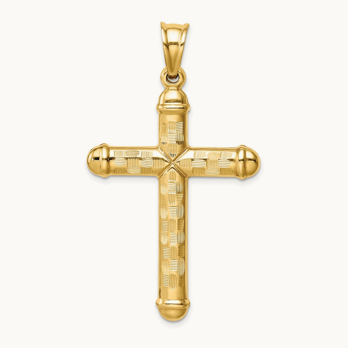 Hollow Diamond-cut Cross Pendant, 14K