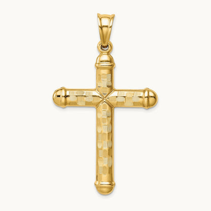 Hollow Diamond-cut Cross Pendant, 14K