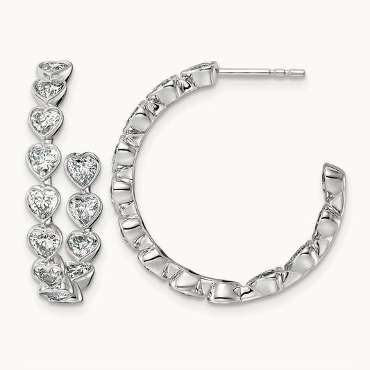 Post Heart Hoop Earrings, 2.50-3.00 ct tw Lab-Grown Diamond