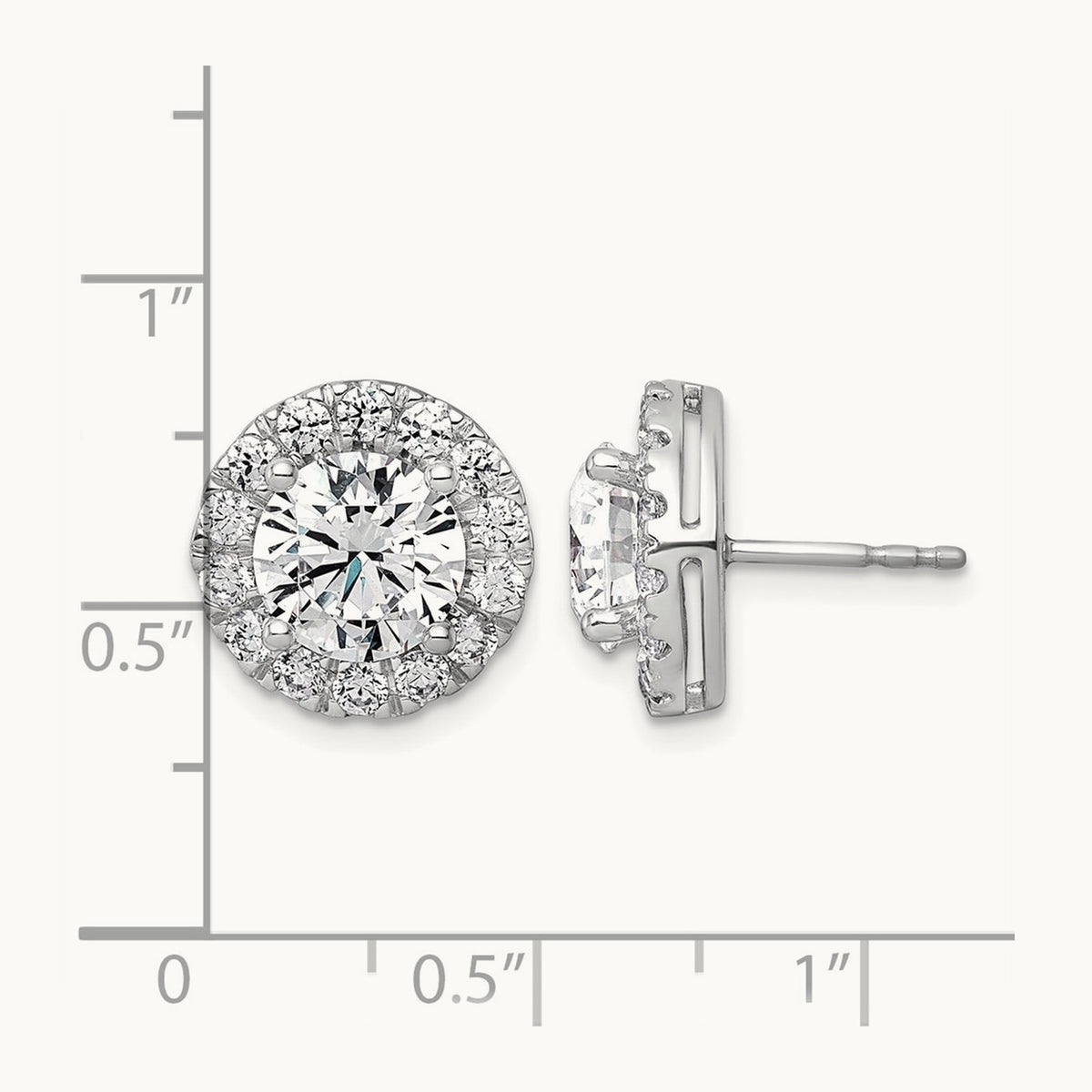 Round Halo Post Earrings, 0.50-7.50 ct tw Lab-Grown Diamond — 5 ct, 14K White Gold
