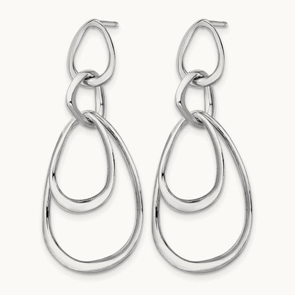 Rhodium-plated Polished Post Dangle Earrings, Sterling Silver — Leslie's