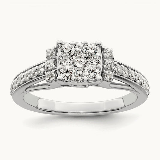 Cluster Engagement Ring, 0.75 ct tw Lab-Grown Diamond