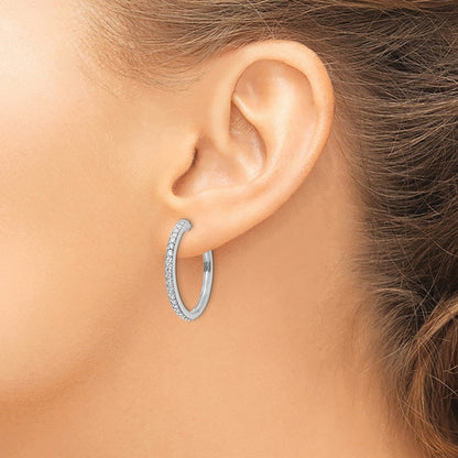 Hinged Hoop Earrings, 0.50 ct tw Lab-Grown Diamond — 14K White Gold