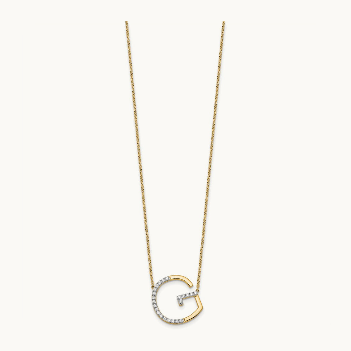 Sideways Diamond Necklace — 14K Yellow Gold, G