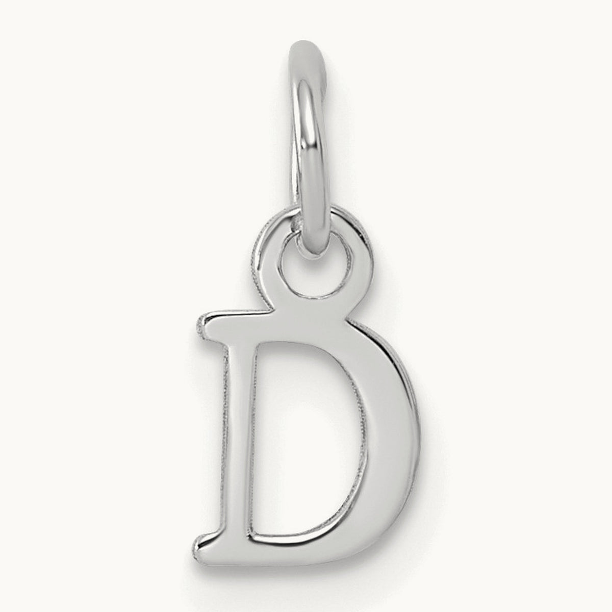 Cutout Letter D Initial Pendant, 14K White Gold