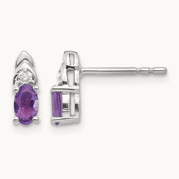 Amethyst and Diamond Post Earrings — photo set