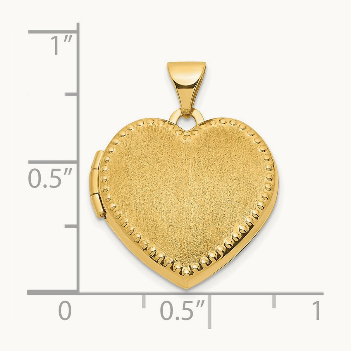 Brushed with Beaded Edge Heart Locket — 14K Yellow Gold