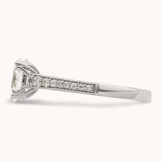 1ct Oval Semi-Mount Engagement Dia Ring, 14K White Gold