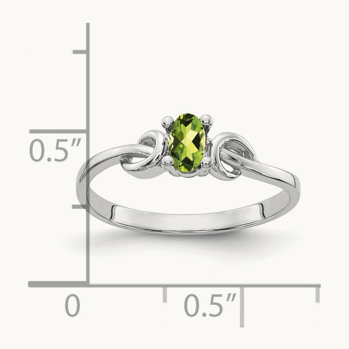 5x3mm Oval Peridot ring, 14K White Gold
