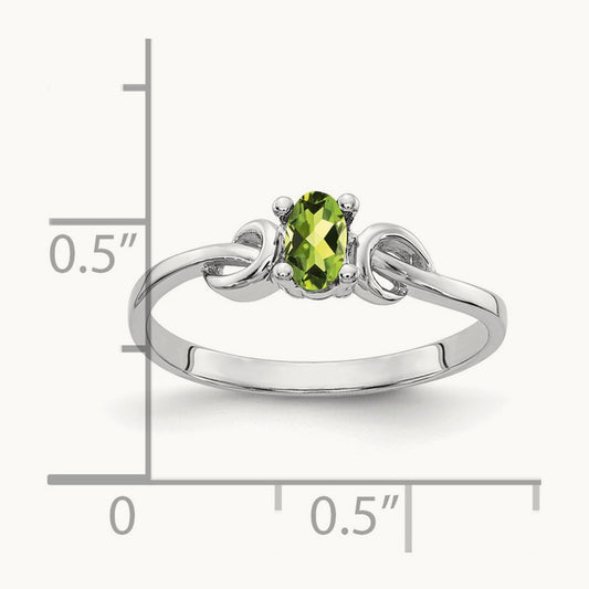 5x3mm Oval Peridot ring, 14K White Gold