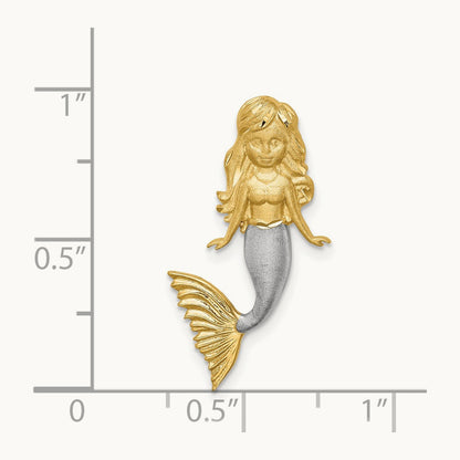 w/White Rhodium Brushed Diamond-Cut Mermaid Chain Slide, 14K