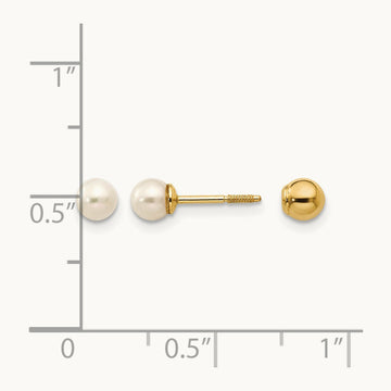 Madi K Reversible 3.75- FW Cultured Pearl & Gold Bead Earrings, 4mm, 14K