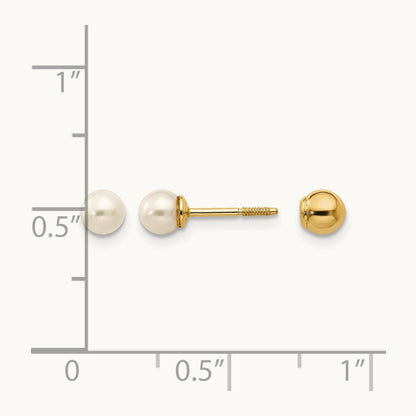 Madi K Reversible 3.75- FW Cultured Pearl & Gold Bead Earrings, 4mm, 14K