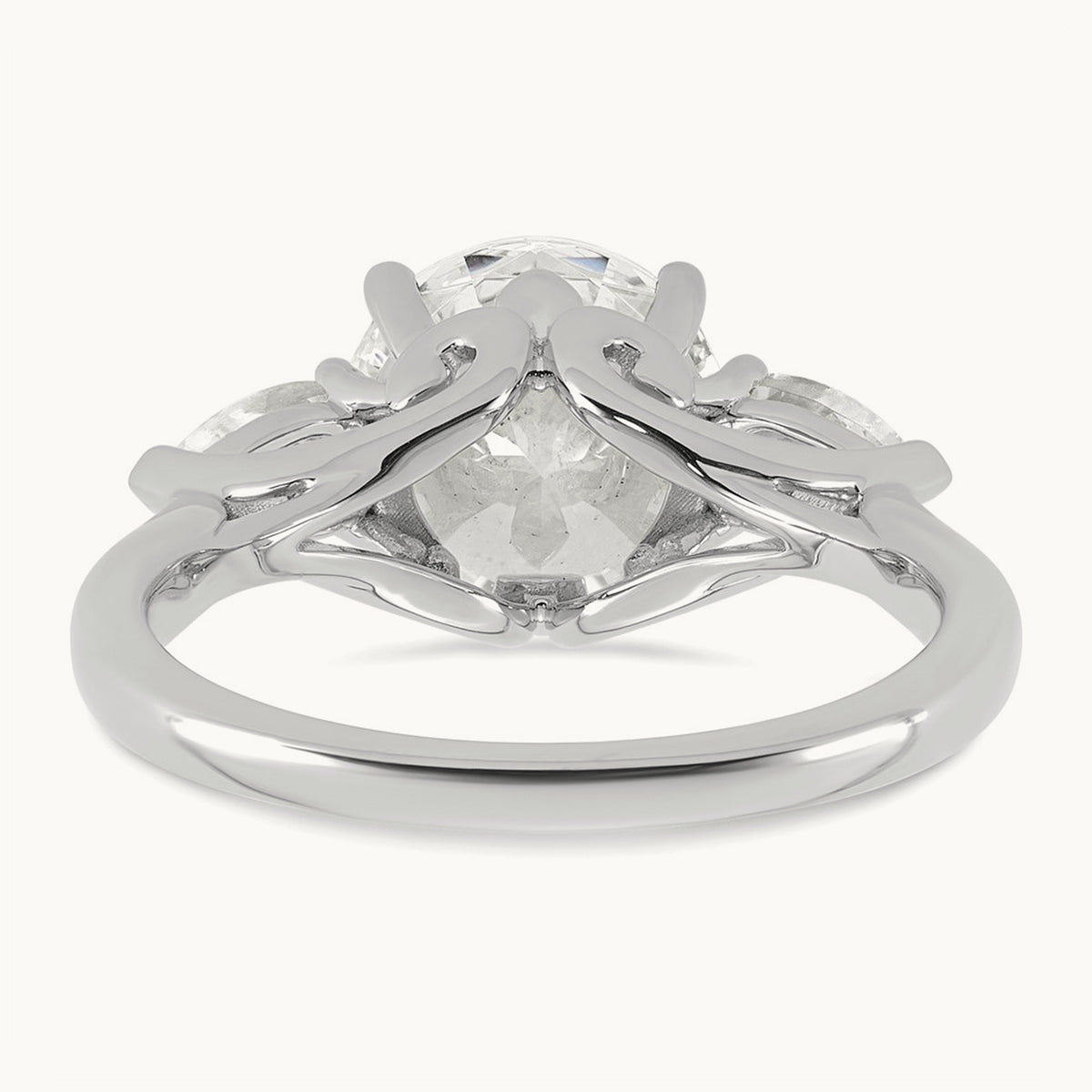 Round with Pear 3 Stone Engagement Ring, 1.25-3.50 ct tw Lab-Grown Diamond — 3 5/8 ct, 14K White Gold
