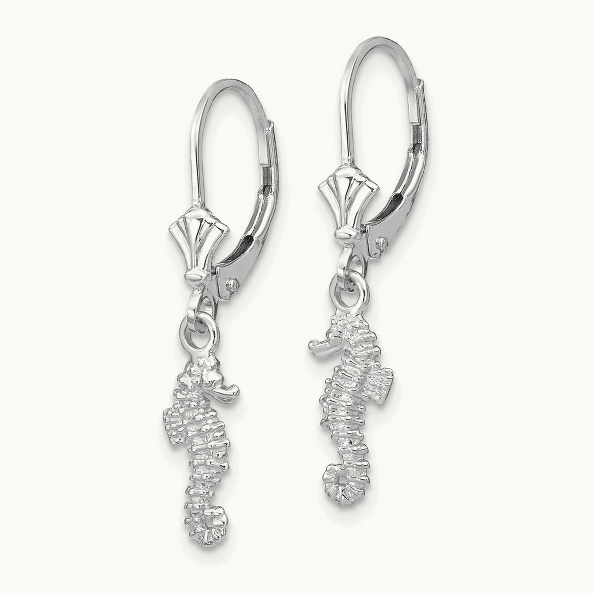 Snowflake Leverback Earrings — 14K White Gold