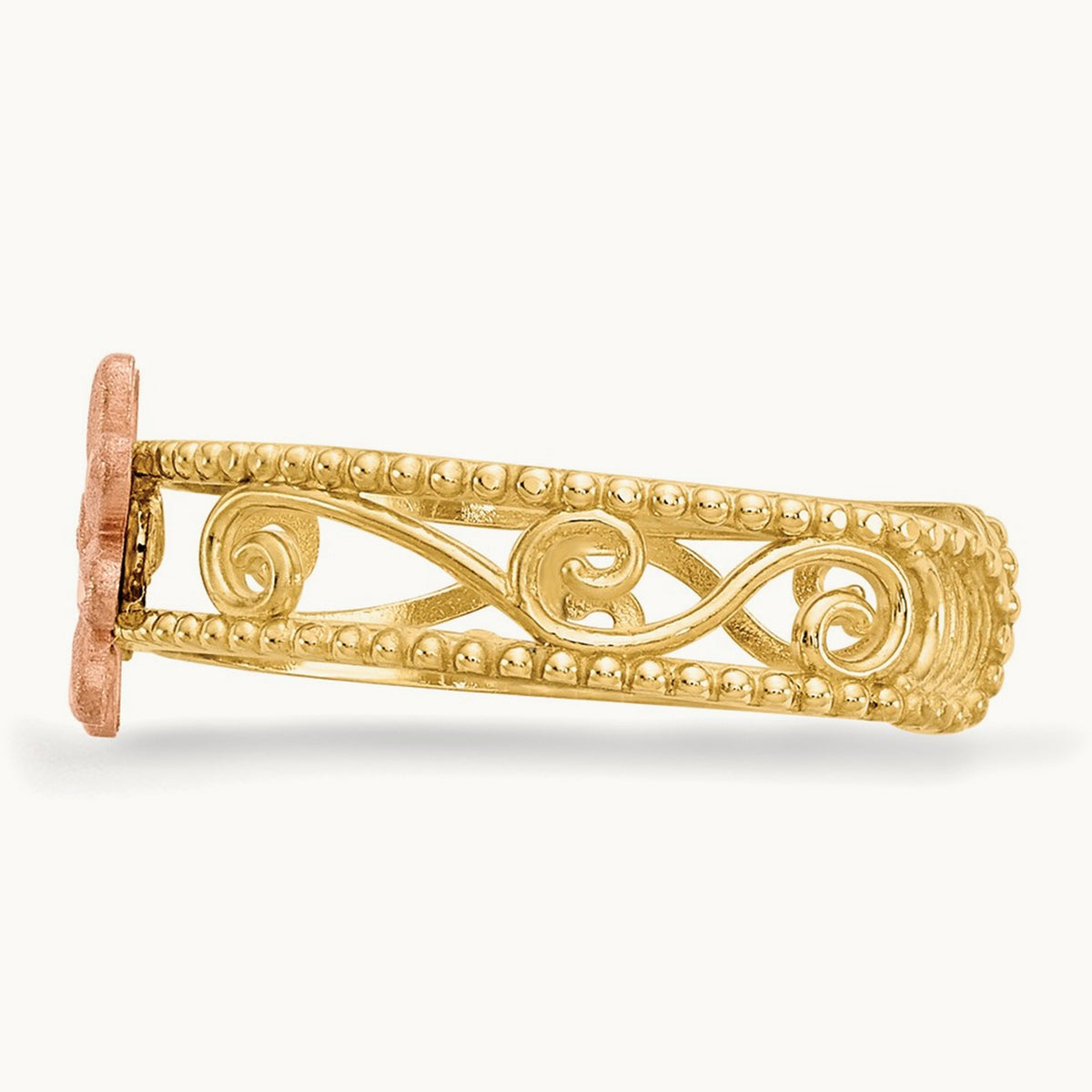 Flower Toe Ring, 14K Two-tone